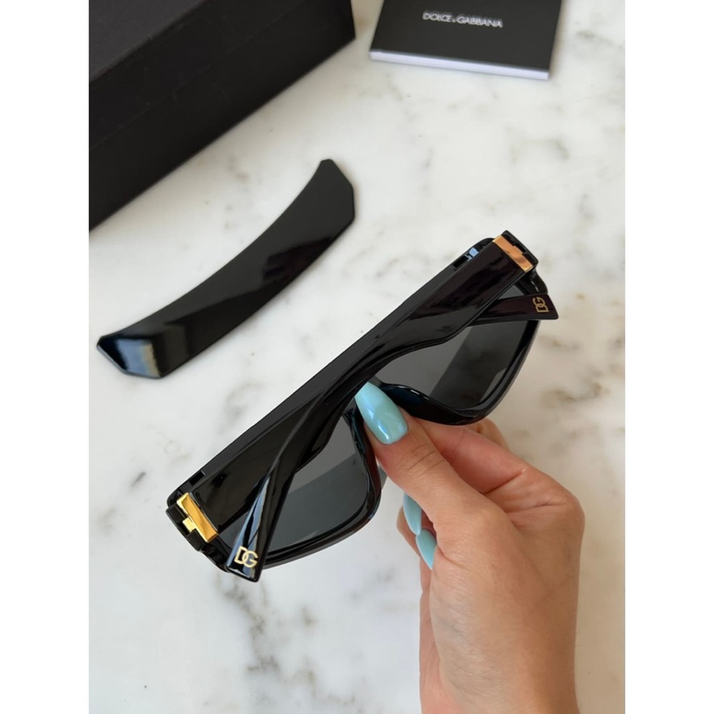 Dolce & Gabbana Oversized Black Shield Sunglasses - Picture 6 of 14